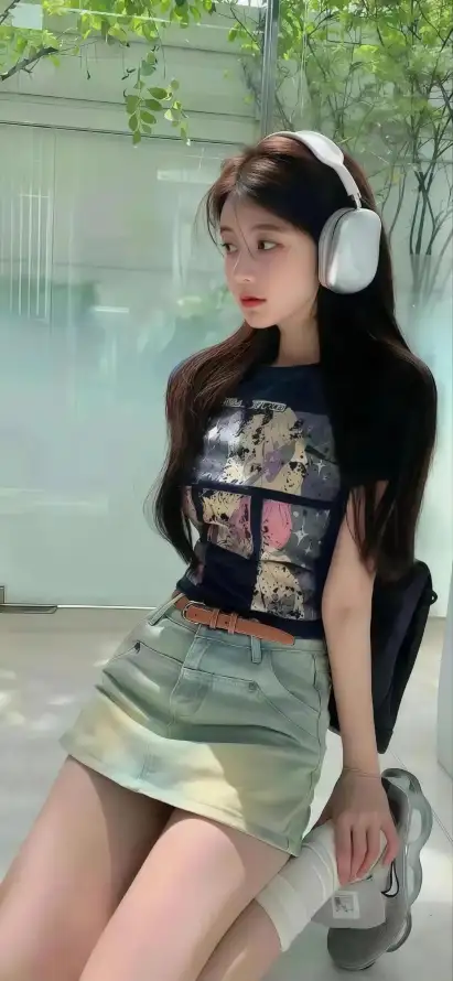 4k户外壁纸 - 绿植 - 美女 - 耳机「哲风壁纸」