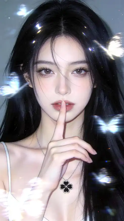 4k冷调壁纸 - 吊带 - 美女 - 蝴蝶「哲风壁纸」