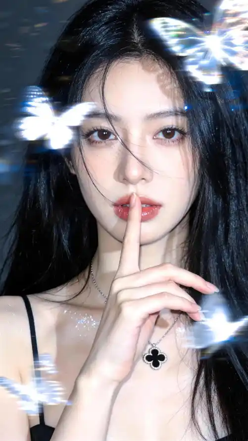 4k光效壁纸 - 吊带 - 红唇 - 美女「哲风壁纸」