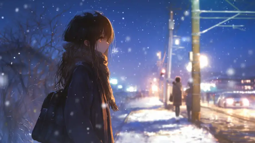 4k下雪壁纸-冬季 - 围巾-外套「哲风壁纸」