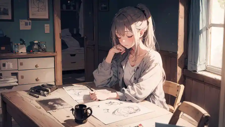 4k书桌壁纸-居家 - 手绘-画画「哲风壁纸」