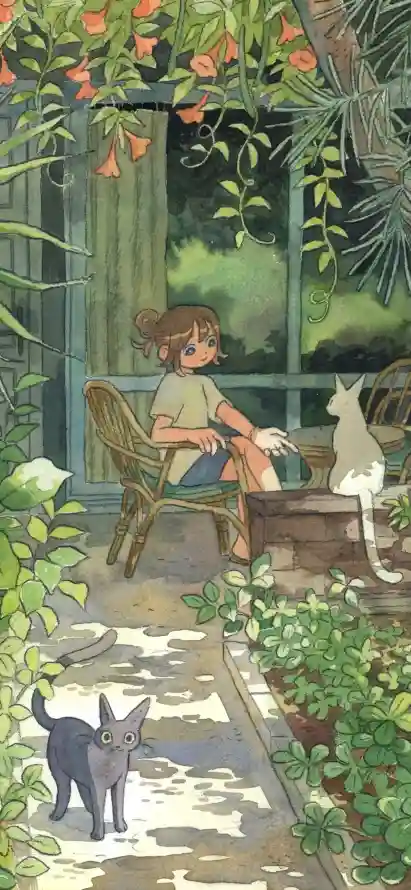 4k休闲壁纸 - 小猫 - 小花 - 少女「哲风壁纸」