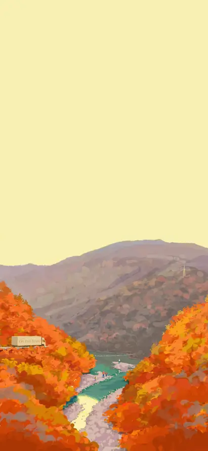 4k山水壁纸 - 山脉 - 枫叶 - 橙林「哲风壁纸」