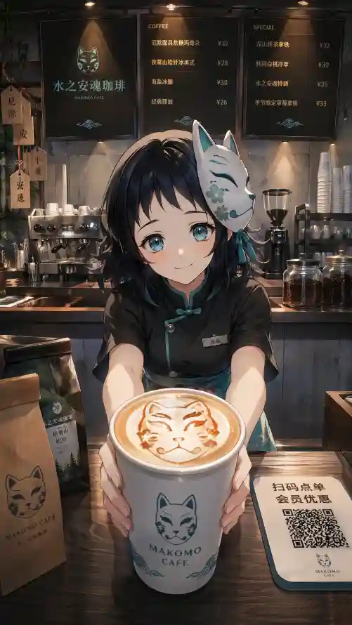 4k制服壁纸 - 少女 - 拿铁 - 饮品「哲风壁纸」
