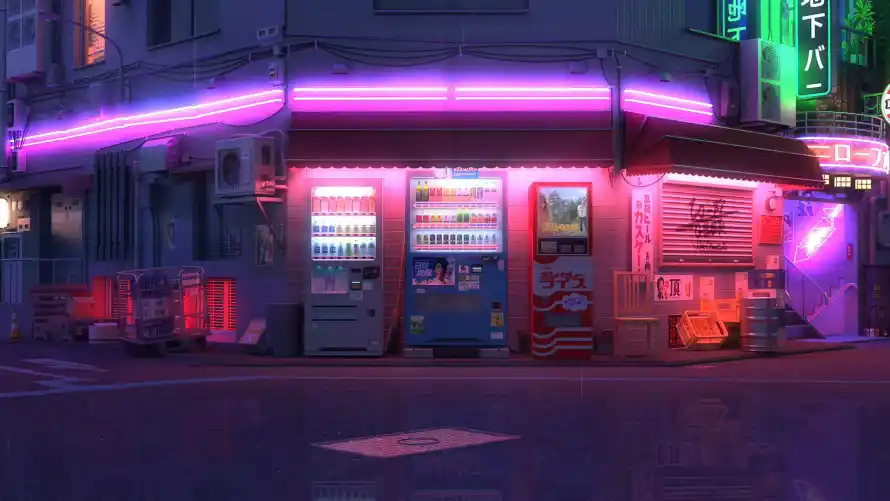 4k夜晚壁纸-插画 - 街头-街景「哲风壁纸」