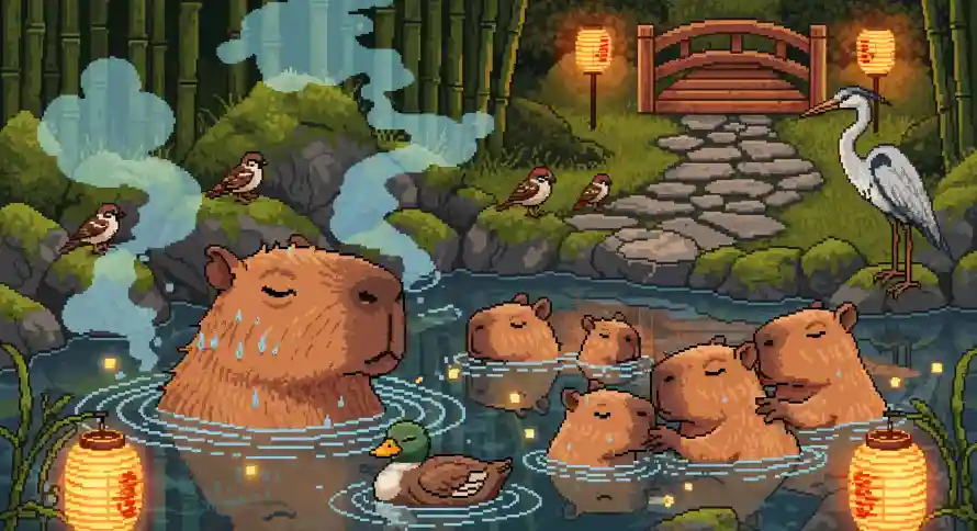 5k木桥壁纸-鹤 - 水豚-温泉「哲风壁纸」