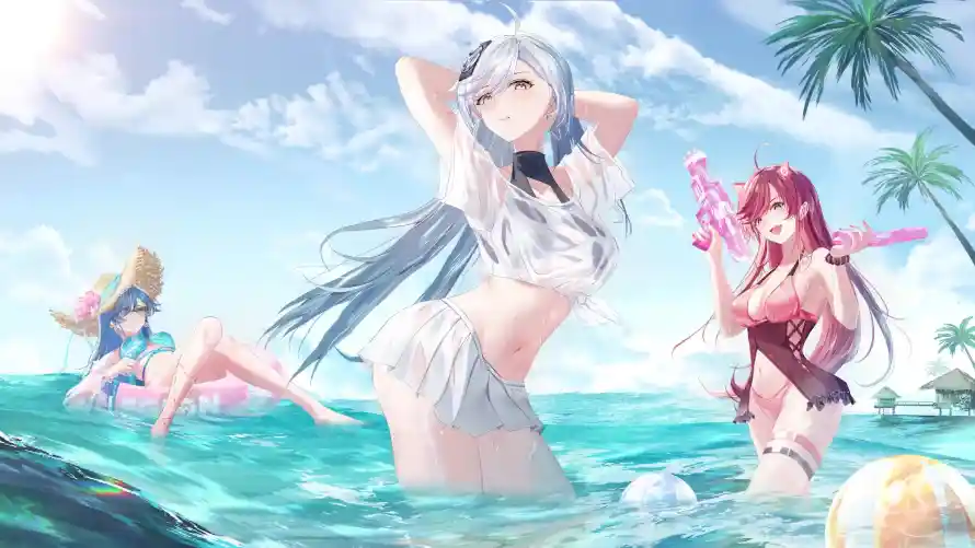 4k夏日壁纸-大海 - 水枪-泳装「哲风壁纸」