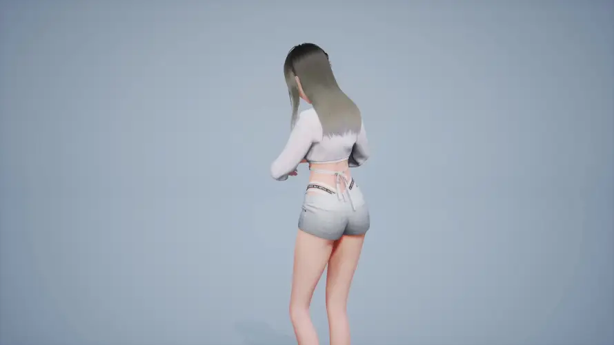 4k动漫壁纸-少女 - 短裤-背影「哲风壁纸」