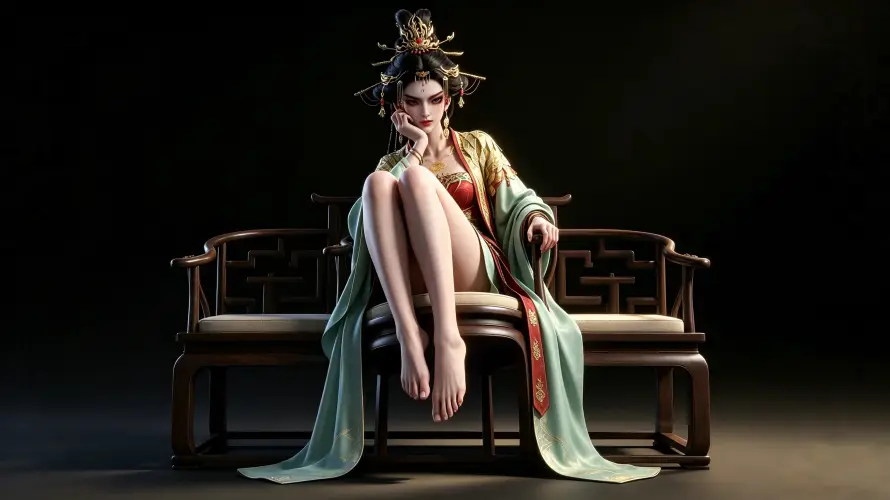 3k发饰壁纸-古装 - 国风-坐姿「哲风壁纸」
