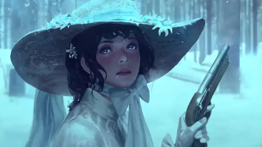 2k下雪壁纸-冬日 - 卷发-少女「哲风壁纸」