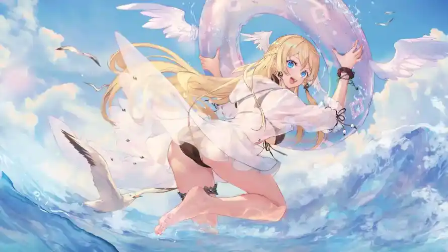 2k海浪壁纸-海边 - 海鸥-白云「哲风壁纸」