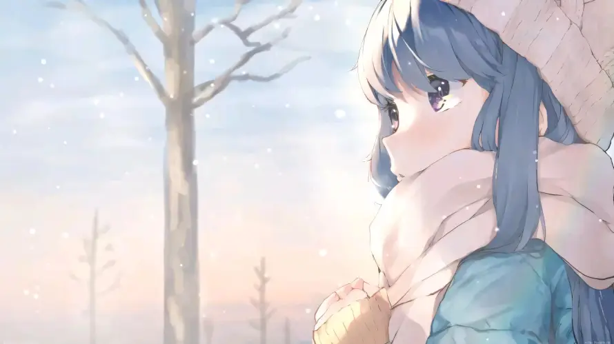 2k围巾壁纸-少女 - 插画-枯树「哲风壁纸」