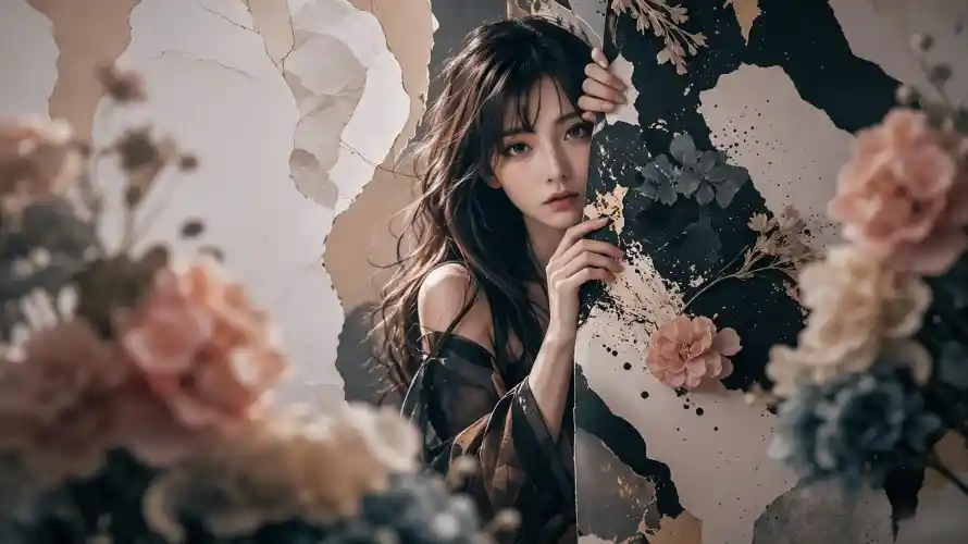 3k好看壁纸-插画 - 长发-露肩「哲风壁纸」
