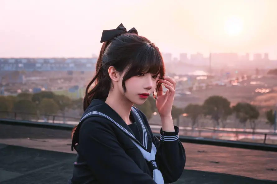 8k制服壁纸-jk - 天台-少女「哲风壁纸」