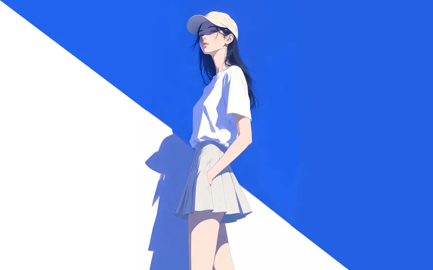 4k好看壁纸-少女 - 插画-短裙「哲风壁纸」