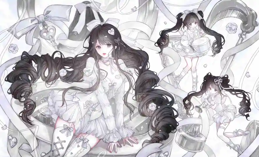 4k卷发壁纸-发饰 - 少女-插画「哲风壁纸」