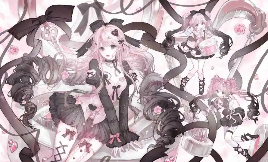 4k卷发壁纸-少女 - 粉发-萝莉「哲风壁纸」