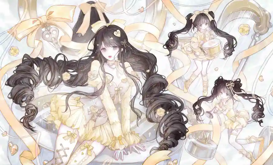 4k丝带壁纸-卷发 - 可爱-少女「哲风壁纸」