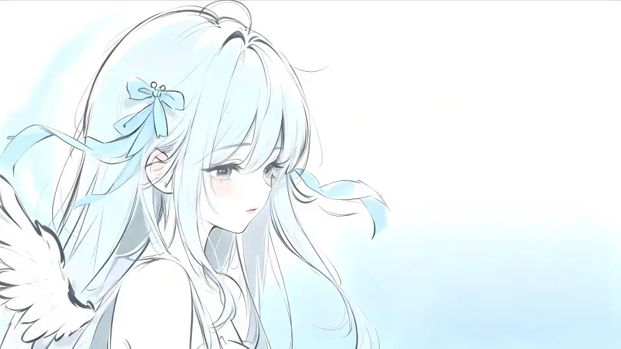 4k少女壁纸-插画 - 浅蓝-清新「哲风壁纸」
