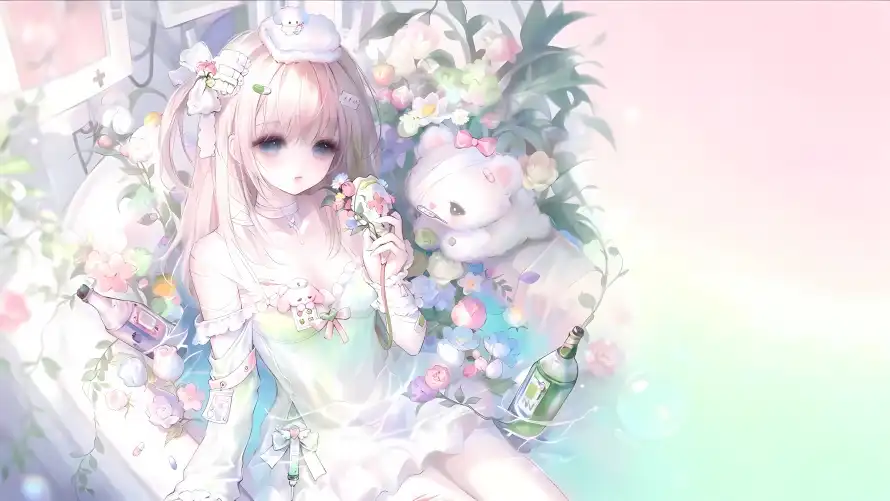 4k兔耳壁纸-可爱 - 少女-插画「哲风壁纸」