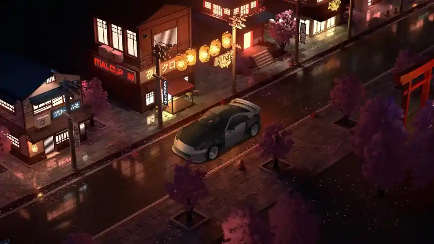 4k夜晚壁纸-暖光 - 樱花-灯笼「哲风壁纸」