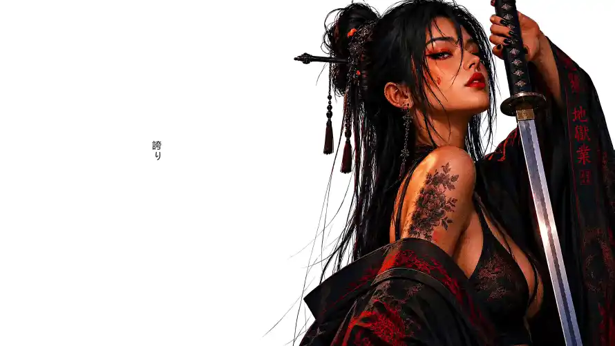 4k剑士壁纸-古风 - 御姐-红唇「哲风壁纸」