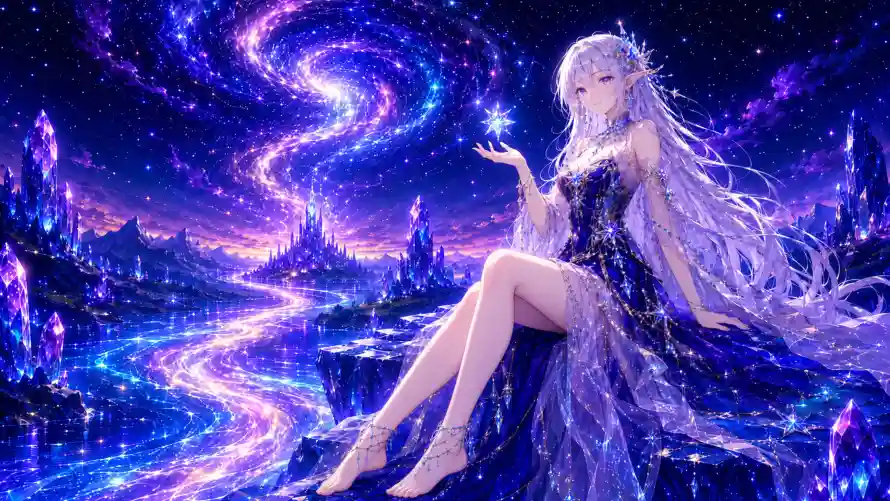 4k光效壁纸-少女 - 尖耳-插画「哲风壁纸」