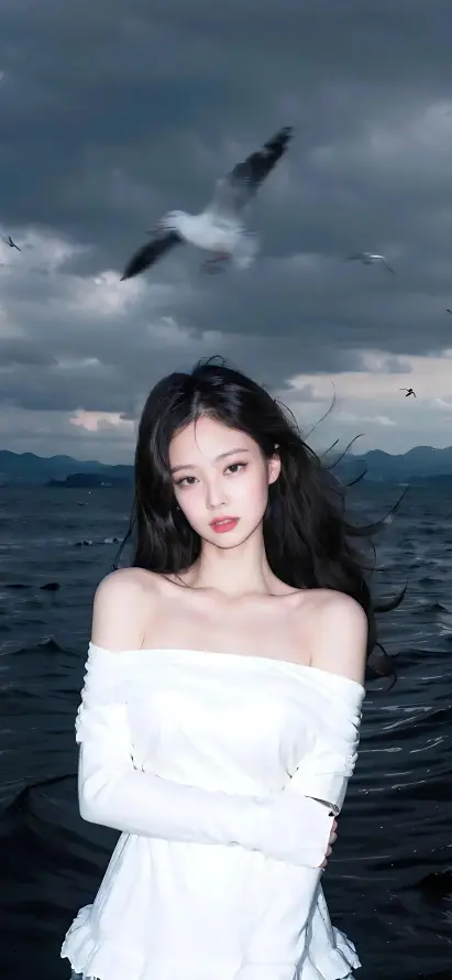 4k明星壁纸 - 海边 - 阴天 - 韩星「哲风壁纸」