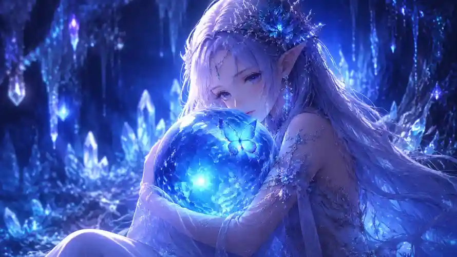 4k发光壁纸-少女 - 插画-水晶「哲风壁纸」