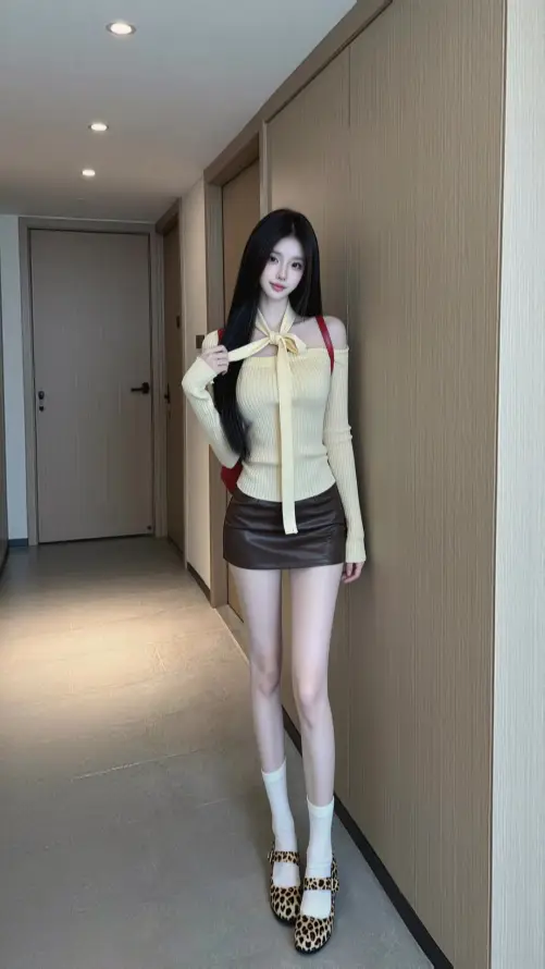 4k好看壁纸 - 美女 - 走廊 - 长腿「哲风壁纸」
