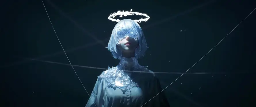 4k光环壁纸-少女 - 短发-银发「哲风壁纸」