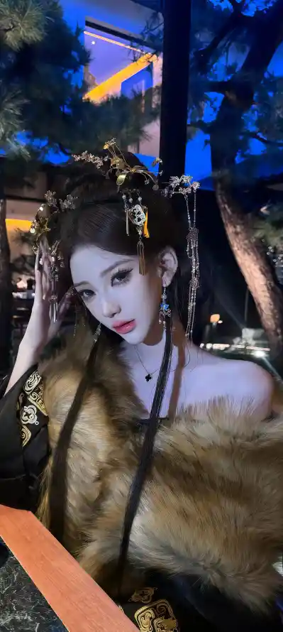 4k国风壁纸 - 夜景 - 红唇 - 美女「哲风壁纸」