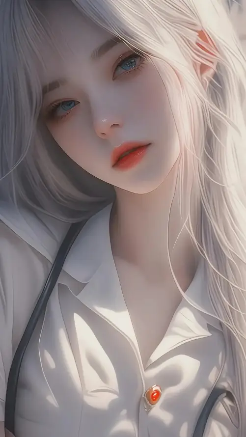 4k少女壁纸 - 插画 - 红唇 - 绿瞳「哲风壁纸」