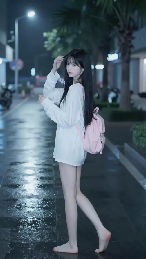 4k夜景壁纸 - 好看 - 白衣 - 美女「哲风壁纸」