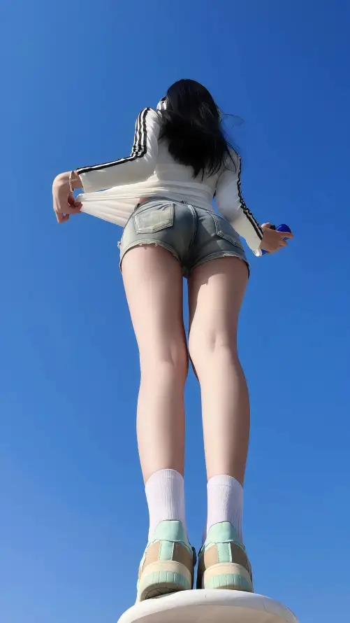4k仰视壁纸 - 户外 - 美女 - 背影「哲风壁纸」