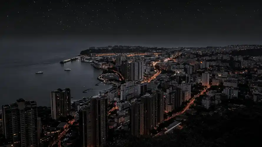 3k夜晚壁纸-好看 - 江面-滨海「哲风壁纸」