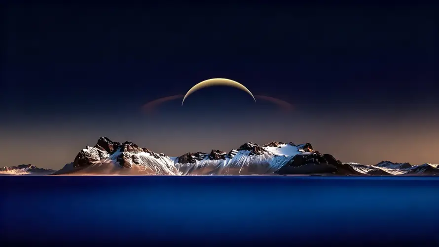 3k夜空壁纸-山脉 - 暮色-月牙「哲风壁纸」