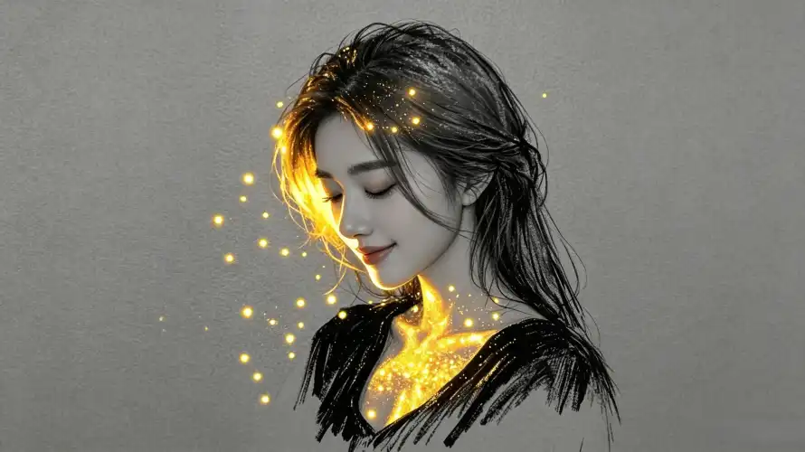 3k侧脸壁纸-发光 - 少女-微笑「哲风壁纸」
