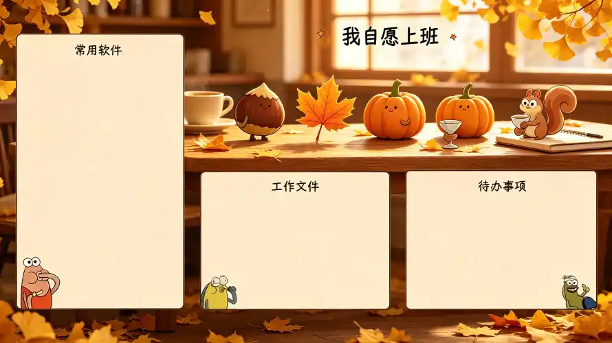 3k南瓜壁纸-咖啡 - 松鼠-枫叶「哲风壁纸」