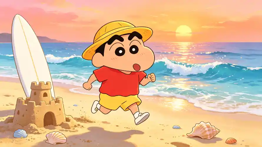3k卡通壁纸-夏日 - 奔跑-日落「哲风壁纸」
