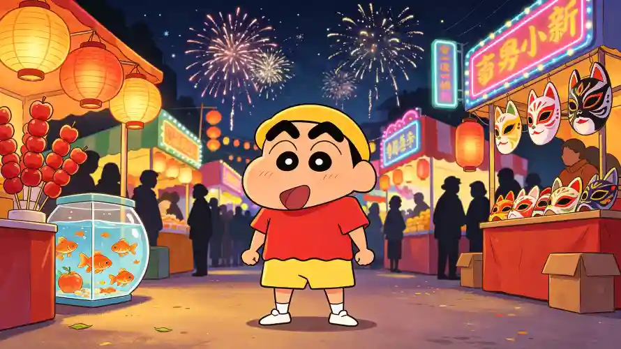 3k卡通壁纸-夜市 - 夜晚-庙会「哲风壁纸」