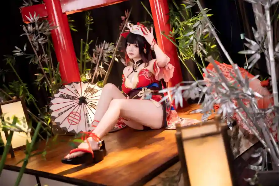 6k写真壁纸-折扇 - 竹子-美女「哲风壁纸」