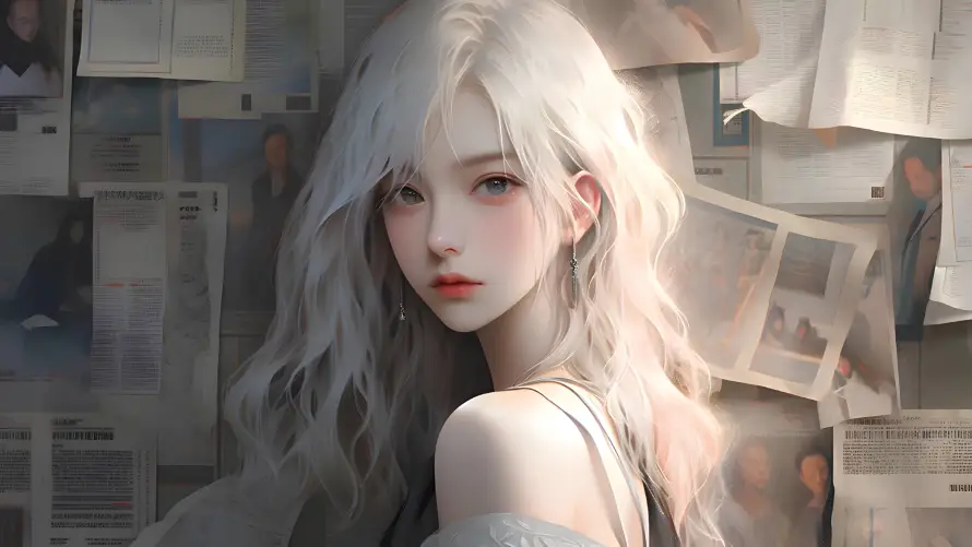 4k吊带壁纸-少女 - 清冷-红唇「哲风壁纸」