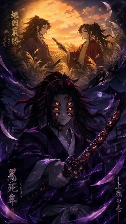 4k多眼壁纸 - 月亮 - 武士 - 紫色「哲风壁纸」