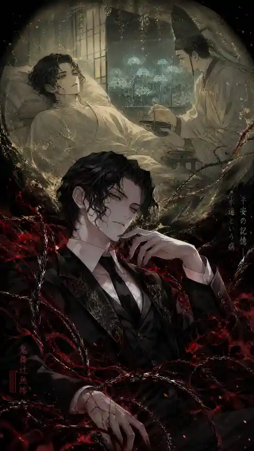 4k帅哥壁纸 - 插画 - 玫瑰 - 睡袍「哲风壁纸」