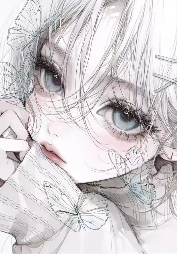 4k发夹壁纸 - 少女 - 插画 - 清冷「哲风壁纸」