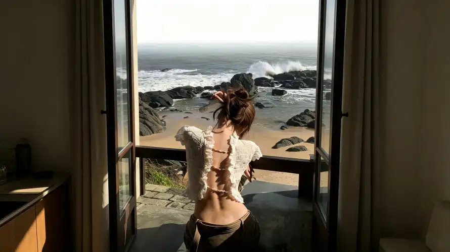 3k女性壁纸-好看 - 沙滩-海景「哲风壁纸」