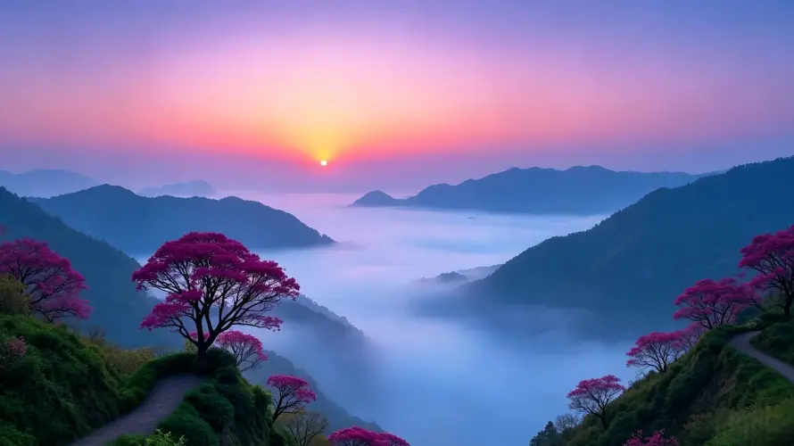 3k云海壁纸-小径 - 山峦-山林「哲风壁纸」
