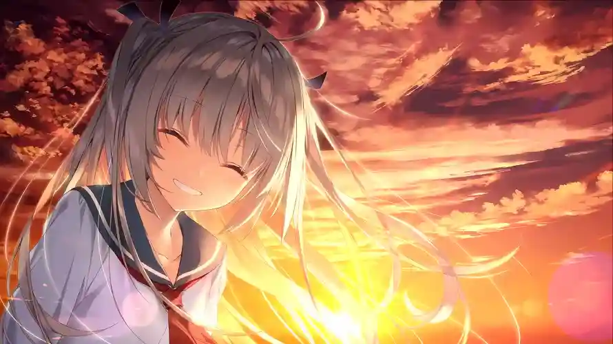 8k云彩壁纸-动漫 - 夕阳-少女「哲风壁纸」