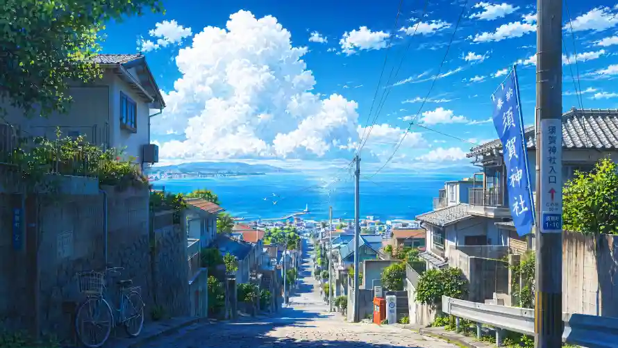 4k坡道壁纸 - 夏日 - 天空 - 小镇「哲风壁纸」